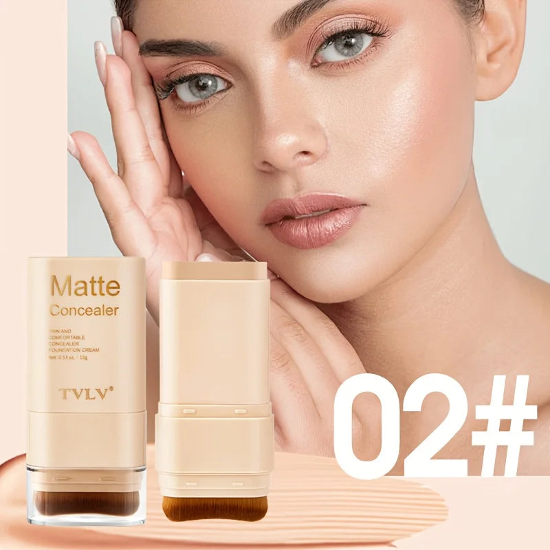 2-In-1 Concealer Eraser Dual-Head Foundation Stick With Brush For All Skin Tones Waterproof Non-Caking Nine Colors 15G