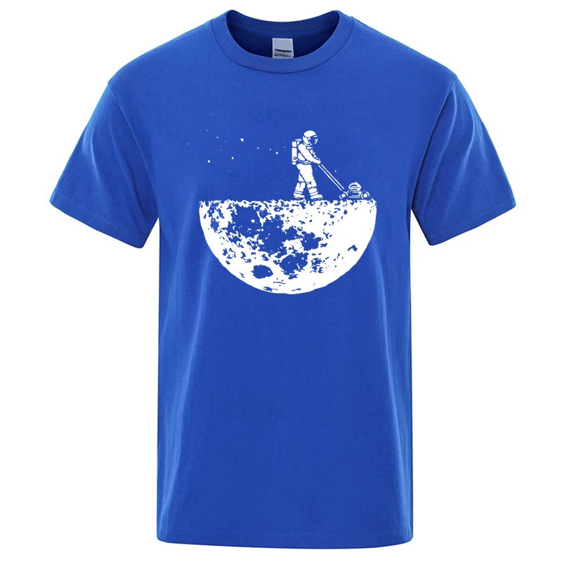 Summer Men T-shirt High Quality Cotton Blend Funny Lunar Cleaner Printing Casual Cool Loose O-neck Male Soft Tshirt Hip Hop Tees