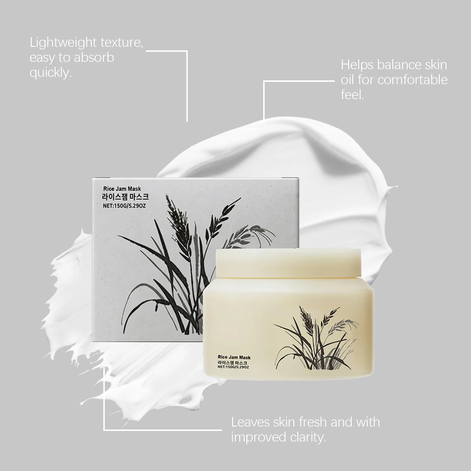 Korean Rice Jam Mask Deep Cleansing & Hydrating Mask Brightening & Firming Treatment for Smooth, Glowing Skin K-Beauty Face Care