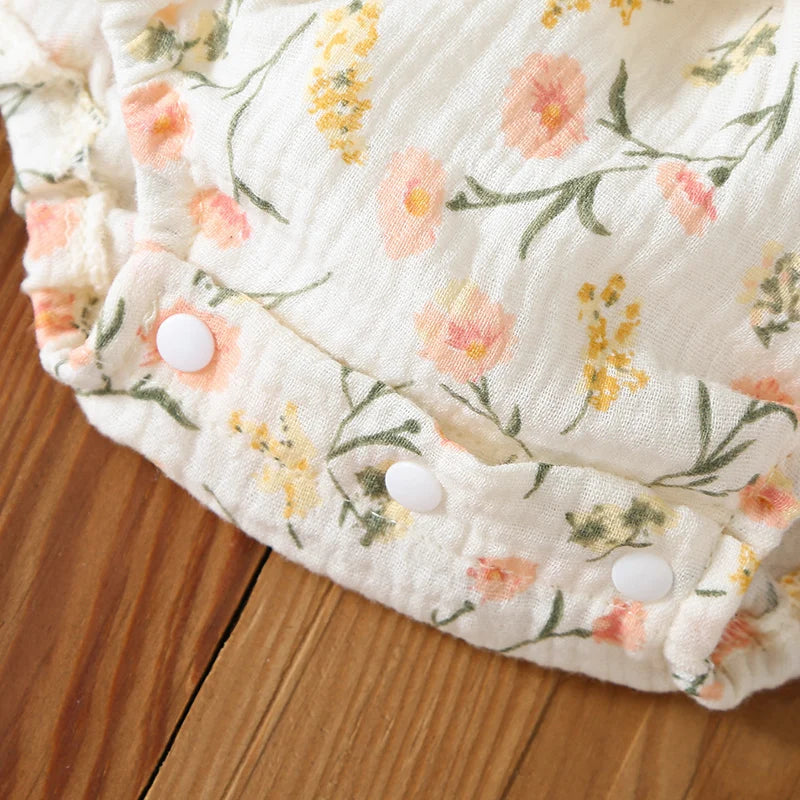 2026 New Summer 0-24M Baby Girl Clothing Toddler Baby Girls Jumpsuit+Hat Sleeveless Cotton Print Newborn Baby Girl Romper