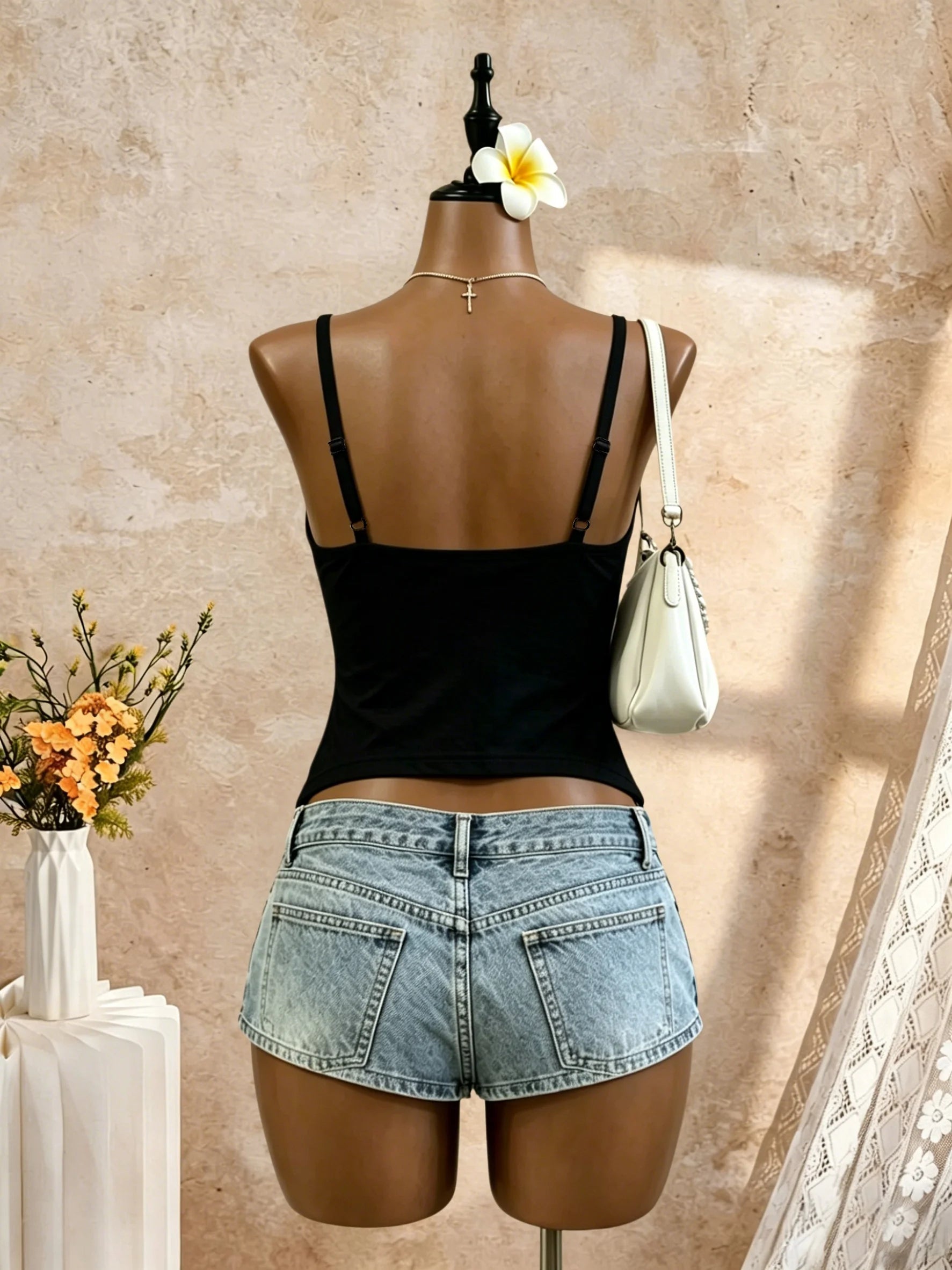 Women Thin Spaghetti Strap V Neck Front Big Tie Ruffle Cutout Slim Camisole 2026 Summer Y2K Going Out Streetwear Tank Tops
