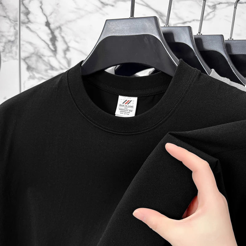 Men's Pure Cotton Casual T-Shirt - Short Sleeve Round Neck Solid Top