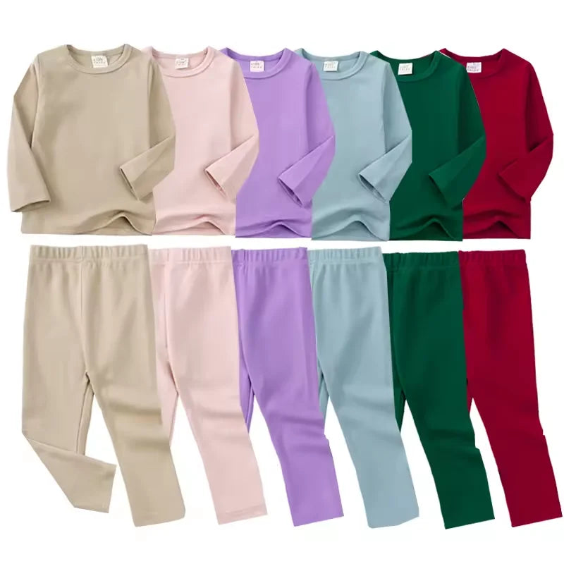Kids Tales Basic Cotton Pajama Set - Long Sleeve Unisex Sleepwear