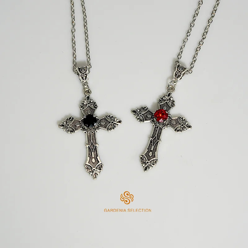 Punk Crystal Cross Pendant Necklace Gothic Clavicle Necklace Aesthetic Jewelry Men'S Women'S'S Gifts