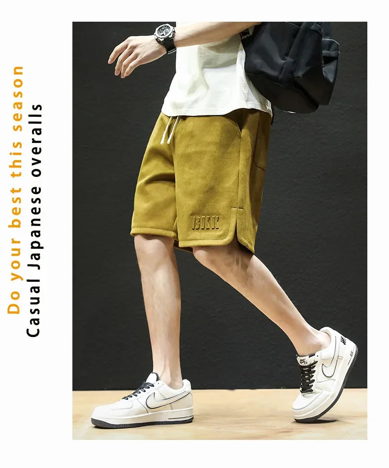 American Style High Street Men's Summer Thin Knit Sweatpants Casual Trendy Brand Plus Size Straight Leg Loose Fit Five Minute Pa