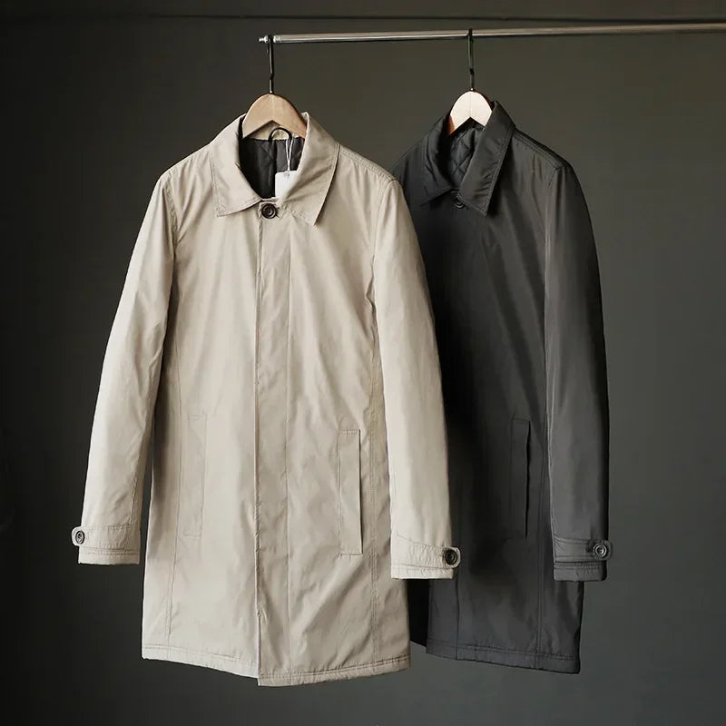 Men Clothing 2026 Waterproof and Tear-resistant Autumn Winter Japanese Style Quilted Warm Men's Mid-length Trench Coat