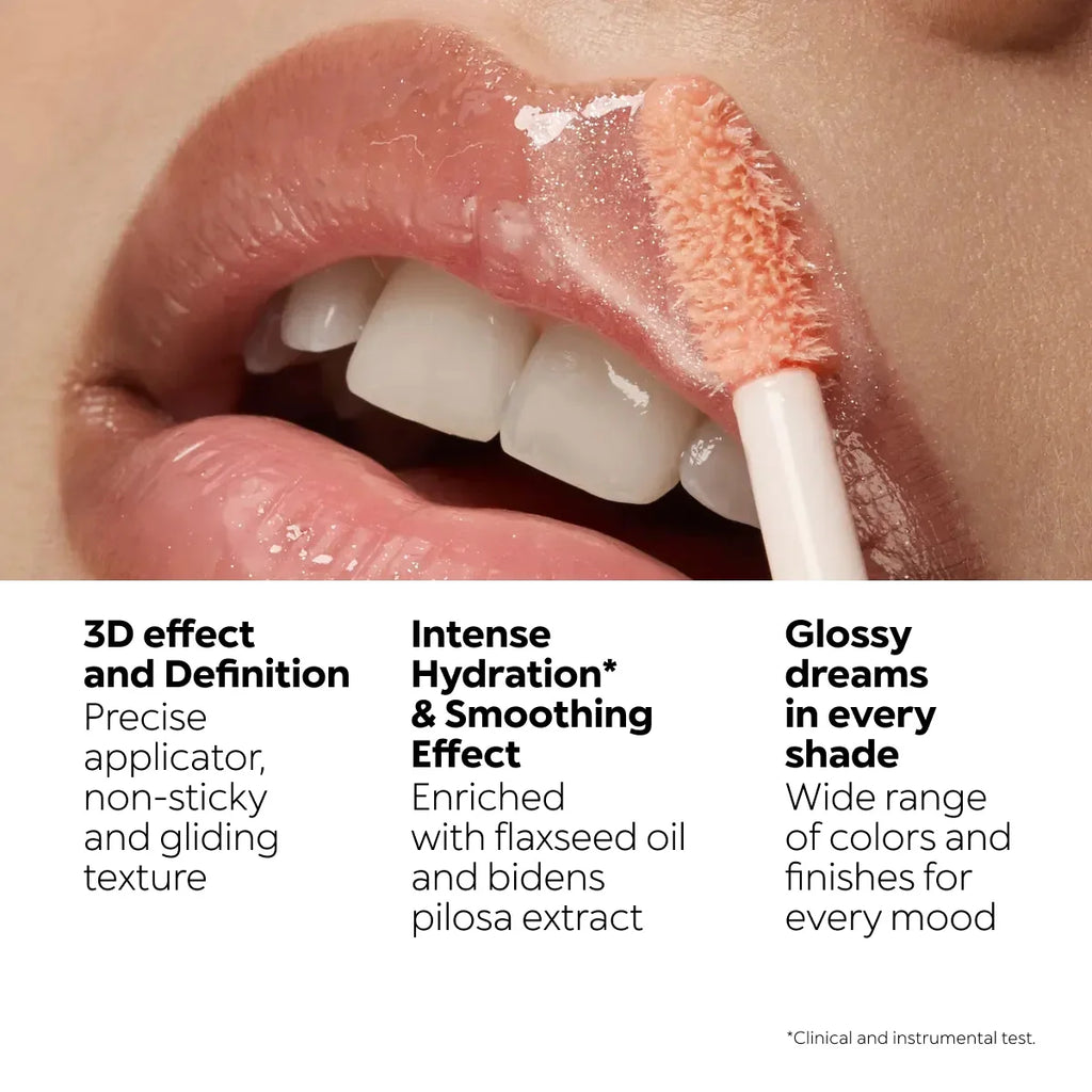 Kiko Makeup 3D Hydra LipGloss Non-fading Waterproof Blusher Moisturize Shimmer Makeup Lip Gloss Lipstick Brun Pearly Mauve Liner