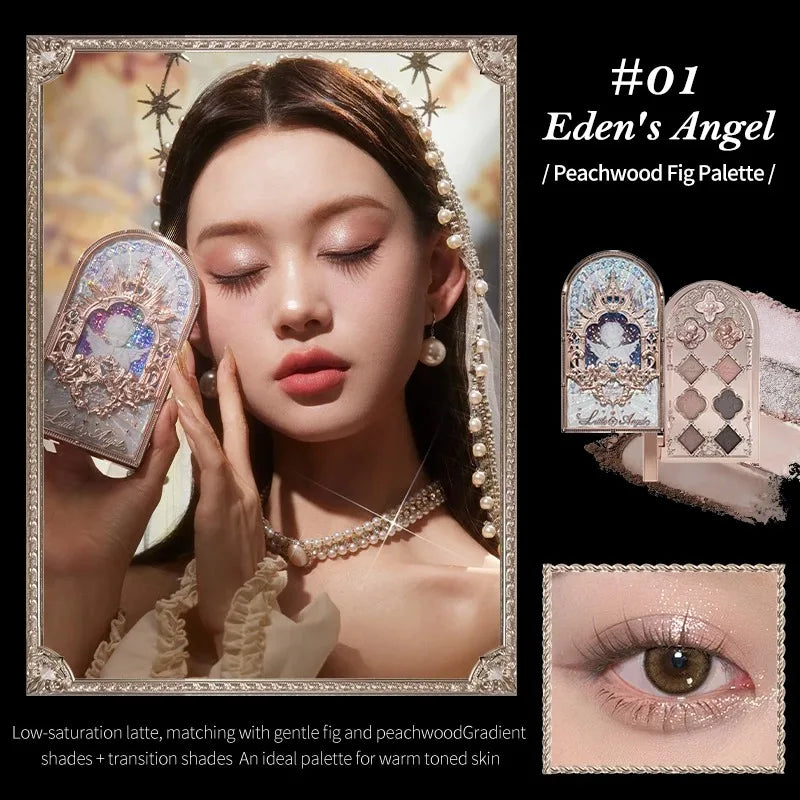 Flower Knows Little Angel Eye Shadow Palette Glitter Shimmer Palette for Eye Long Lasting 9 Color Eyeshadow Full Professional