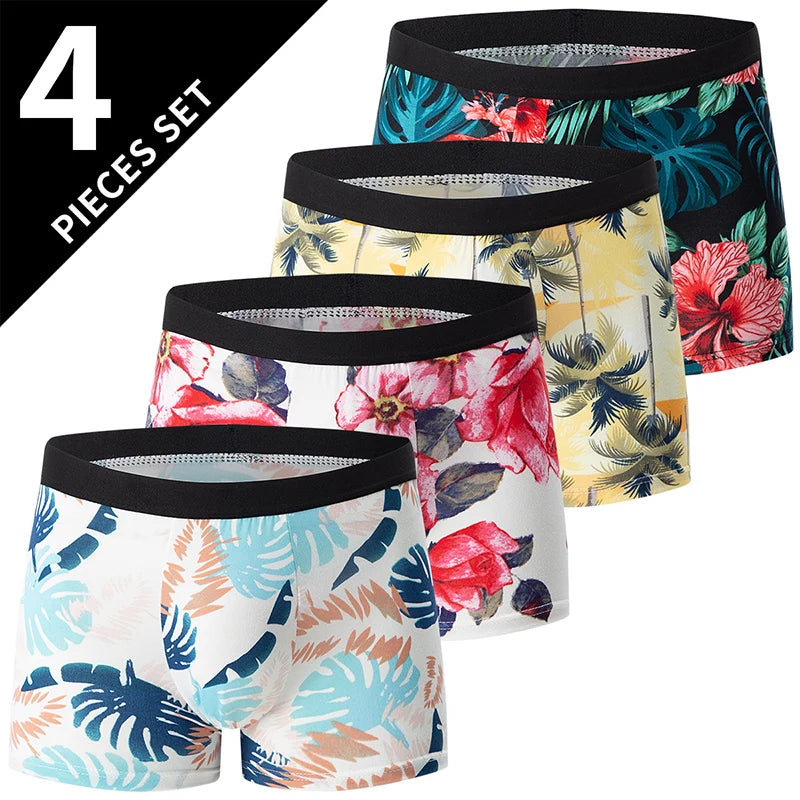 Men's Printed Swim Trunk Plus Size Comfort Waist European American Size For Big And Tall Men