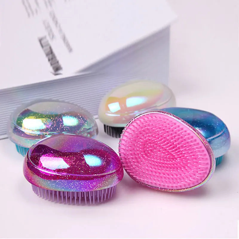 Marbling Egg Shape Glitter Straight Hair Brush Anti-knotting Hair Smoothing Combs Anti Static Massage Hairbrush Tangle Hair Care