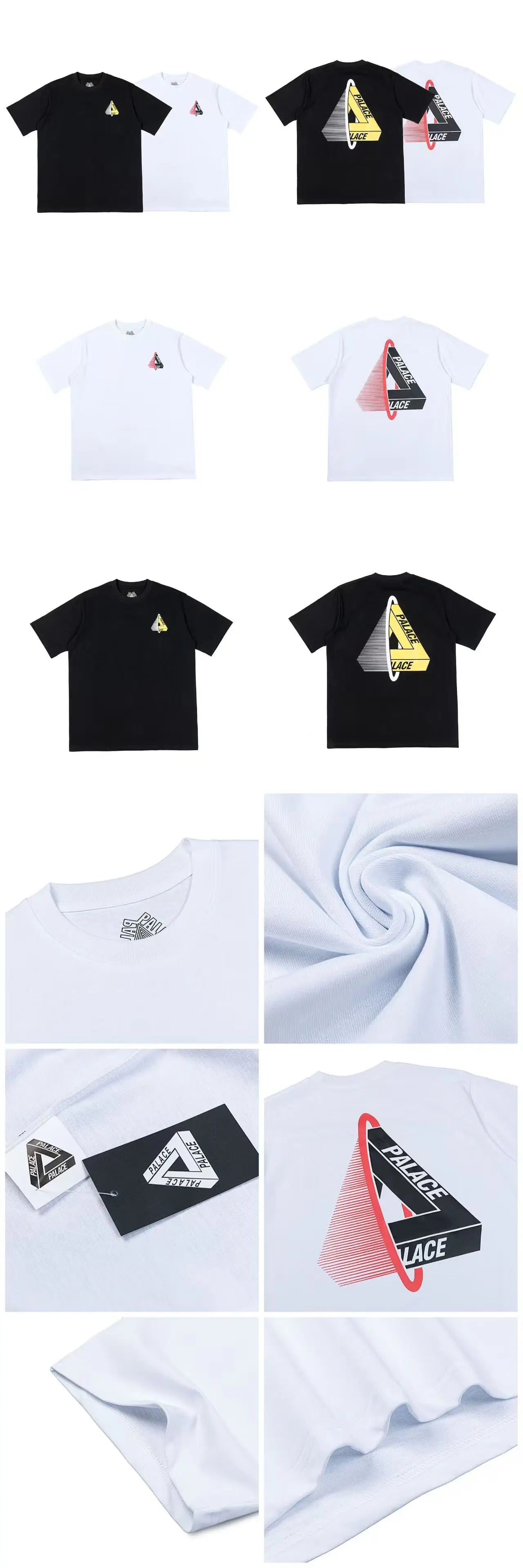 PALACE European and American trendy brand triangle print high-quality men's and women's casual pure cotton short sleeved T-shirt