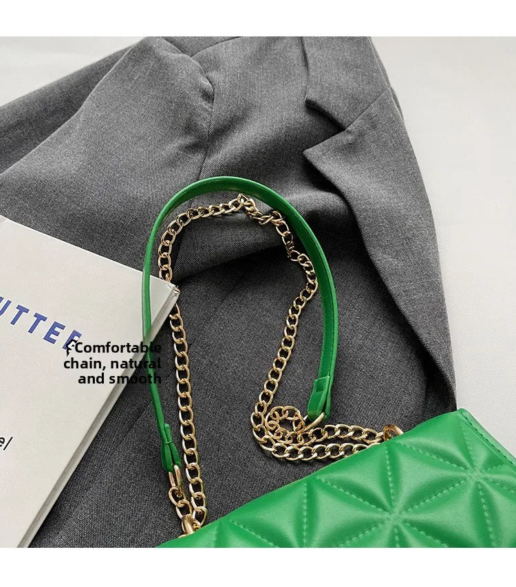 Women Quilted Chain Crossbody Bag Fashion Small Square Shoulder Purse Multi Color Casual Daily Handbag