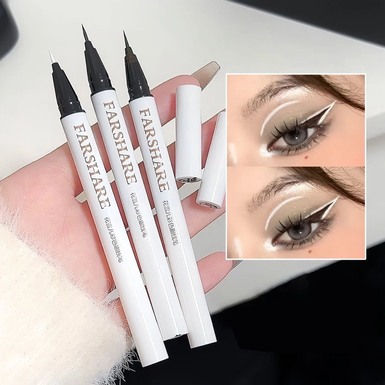 Ultra-thin Waterproof Eye Liner Matte Berry Red Liquid Eyeliner Black White Eyeliner Pen Easy To Color Colorful Lying Silkworm