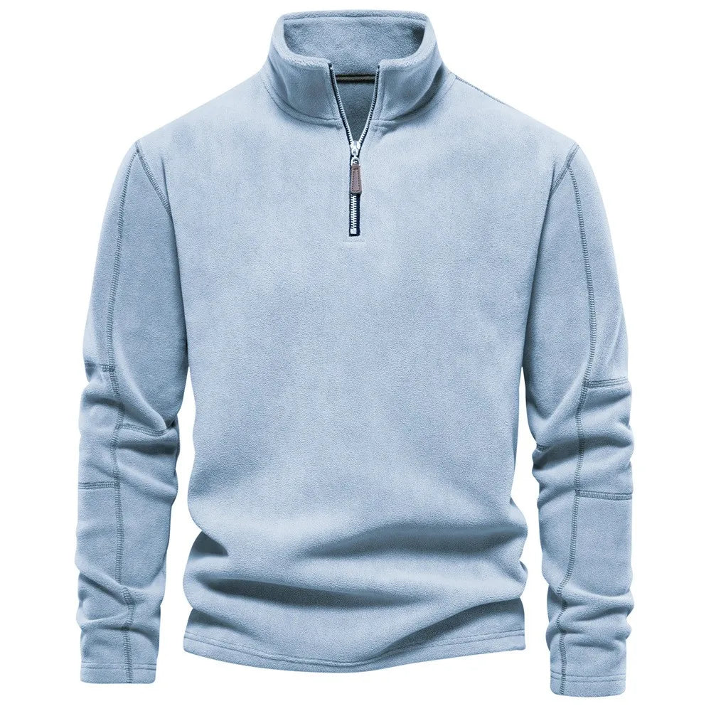 Men's Half-Zip Fleece Pullover - Long Sleeve Business Casual Shirt