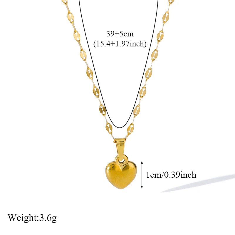 Eilieck 316L Stainless Steel Heart Love Necklace Bracelets Earrings Set For Women'S New Trendy 18K Gold Plated Waterproof Jewelry
