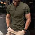 New Men's Short Sleeve Collar Polo Shirts Summer Solid Color Casual Polo Shirt Trendy Breathable Loose Basic  Oversize Top ﻿