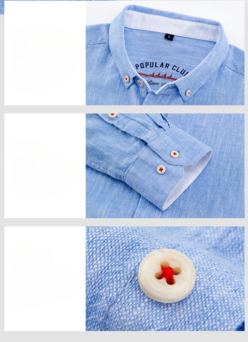 cotton linen Shirts Longsleeve Shirt for Men clothing pure colored Casual hemp shirt camisa masculina mens dress shirts