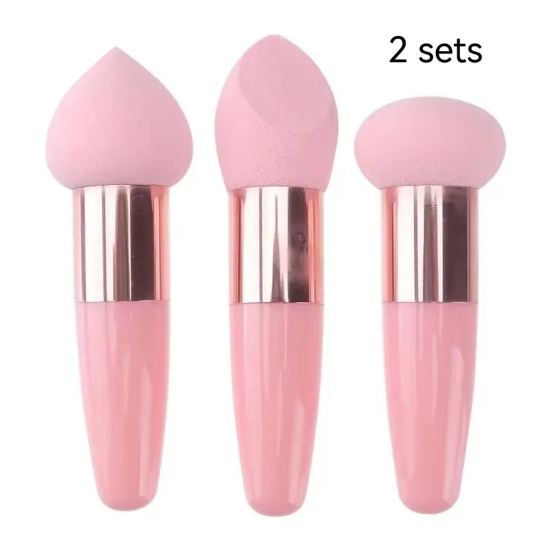 3Pcs Makeup Sponge Beauty Foundation Blending Sponge Makeup Sponge Wedge Foundation Sponges With Handle Cosmetic Blender Profess