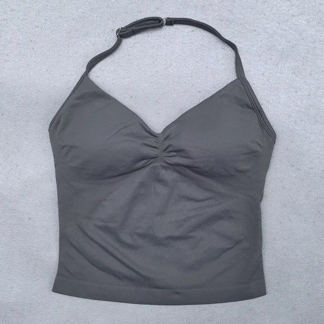 DPSTGYM Women's Seamless Yoga Top - Sleeveless Exposed Back Knit