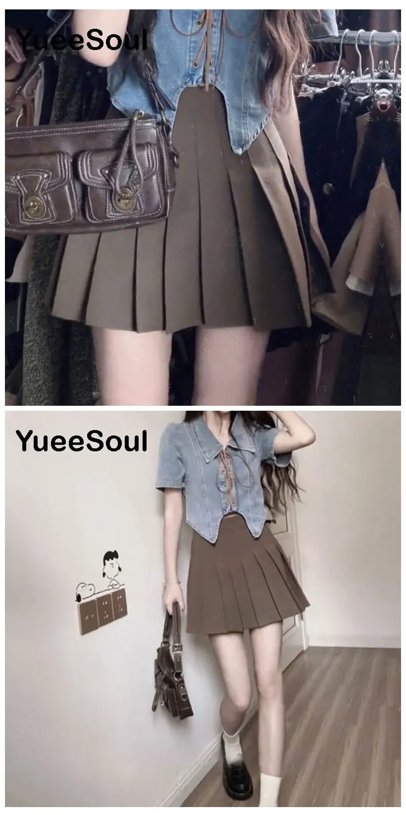 Brown Mini Skirts 2023 New Y2K Vintage High Waist Women Pleated Skirt Chic Sweet Cute Preppy Style Casual 90s E Girl Dance Skirt
