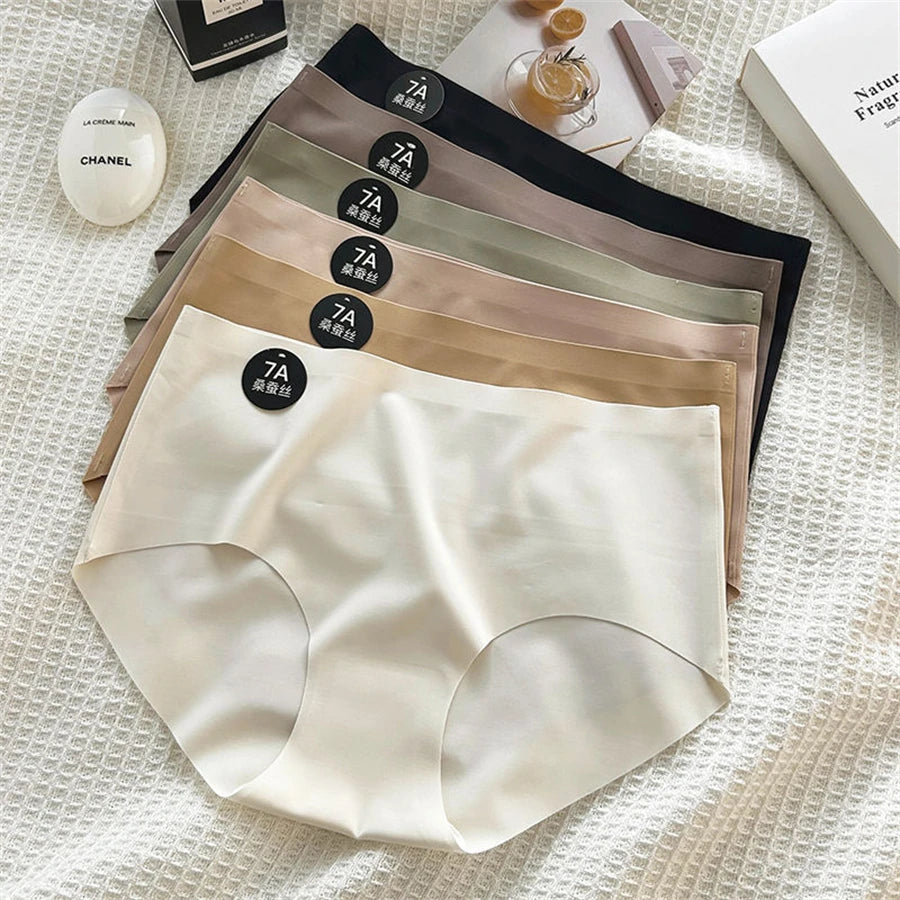 4Pcs/Set Women'S Panties Slip Silk Seamless Briefs For Women'S Female Underwear Soft Thin Light Panty Culotte Femme Underpants M-Xl