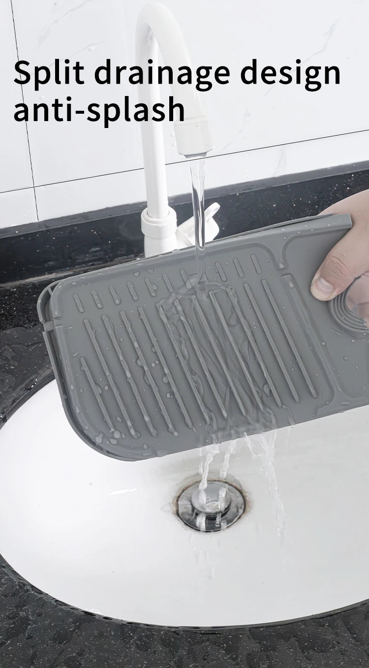 Alfombrilla de silicona para grifo de cocina, alfombrilla recogegotas de agua para grifo, almohadilla antisalpicaduras para fregadero, protector de encimera de baño