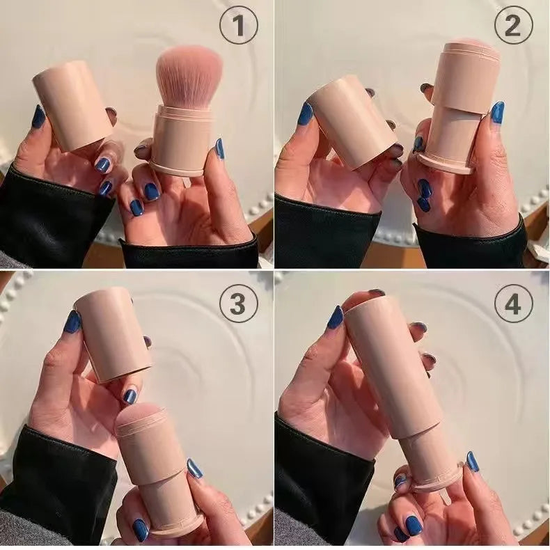 Loose Powder Foundation Brush Multi Functional Nail Beauty Tool Portable Mini Retractable Makeup Brush Soft Bristles Blush