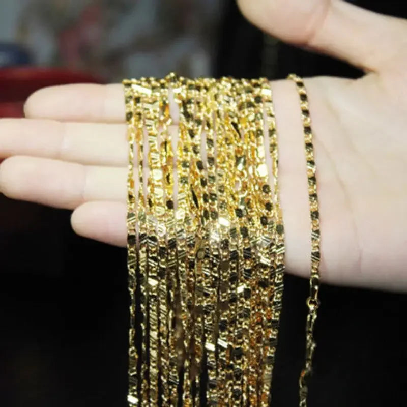 Exquisite Fashion 925 Silver 18K Gold Filled Necklace For Women'S Men Size 16-30 Inch Jewelry Chain