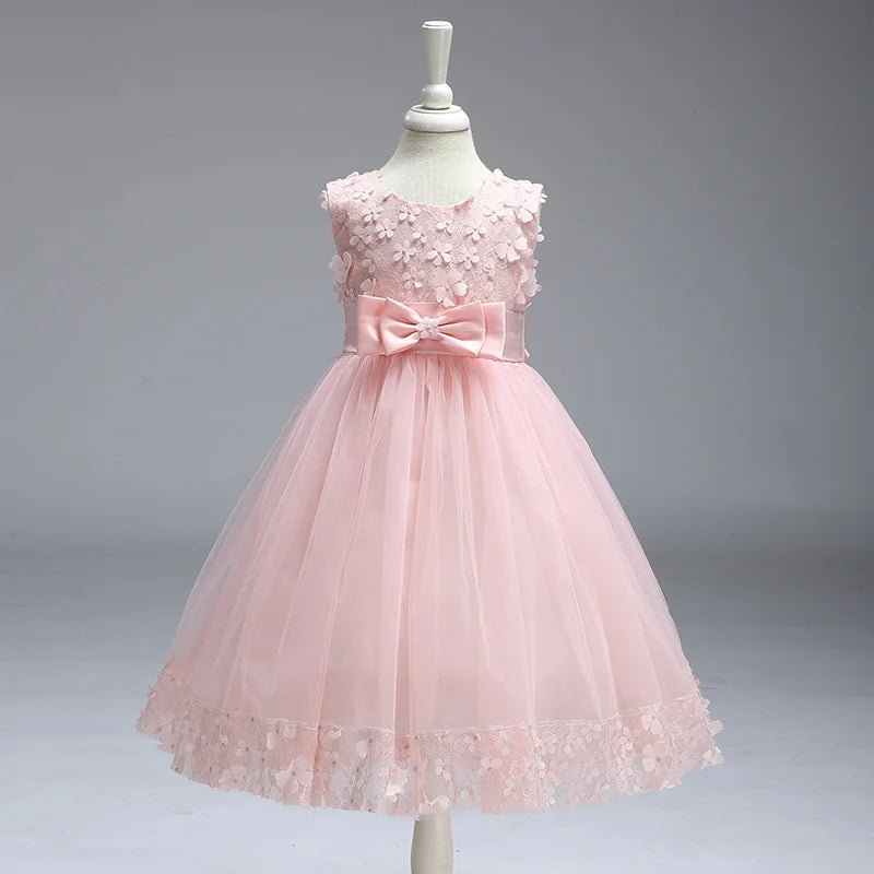 Elegant Flower Girls Princess Dresses Tulle Wedding Christmas Party Birthday Prom Dress for Kids Teens Children Clothing Vestido