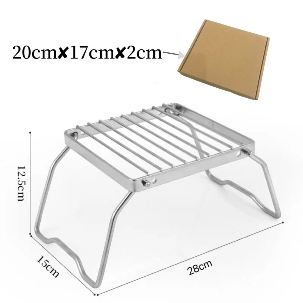 Soporte de Acero Inoxidable para Estufa Exterior, Acampada, Plegable, Mini Parrilla Portátil, Soporte para Olla, Bandeja para Horno