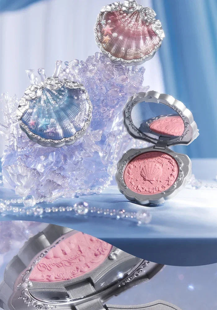 Flower Knows Shells Jewel Collection Embossed Silk Satin Blusher Expands Shrink Cheek Vintage Pearl Makeup