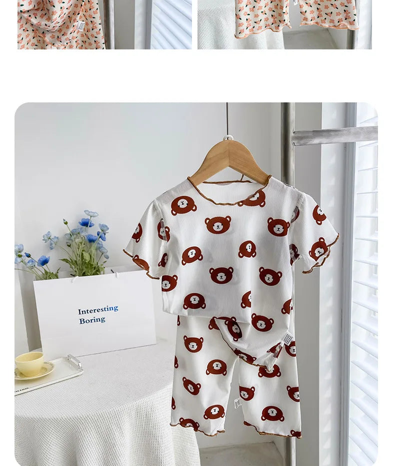 Girls Sweet Summer Style 2PCS SETS kids' sets and outfits Roupas Infantil Menina Short Sleeve T-Shirt and Shorts