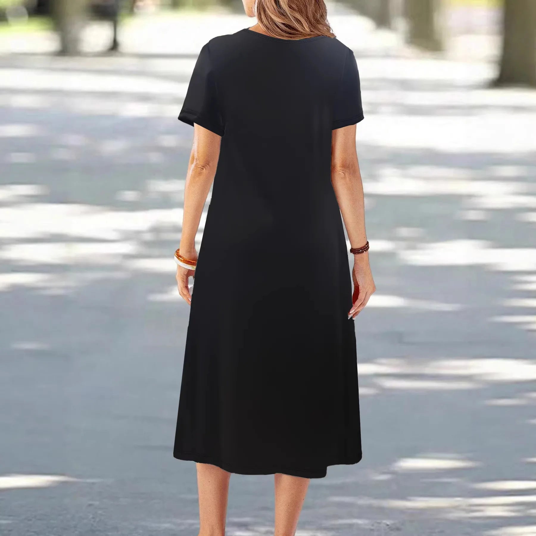 Casual Versatile High Quality round Neck T-Shirt Dress Fashionable Trendy Polyester Long Skirt Elegant Style All-Match Design