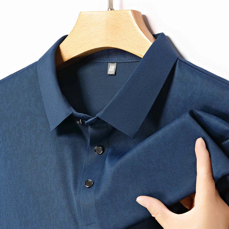 Wrinkle Resistant Woven Textured Male Shirt Full Button Placket Weekend Outdoor Walk Home Relax Errands Outfit
