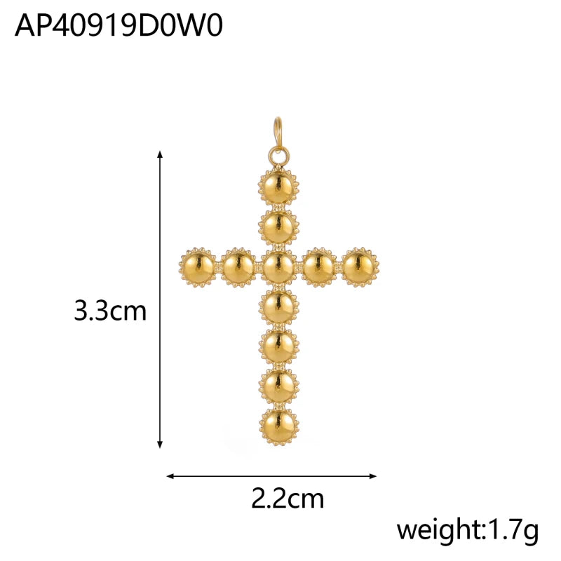 Jesus Cross Pendant Charm Set Colorful Stainless Steel Cubic Zirconia for DIY Jewelry for Men and Women