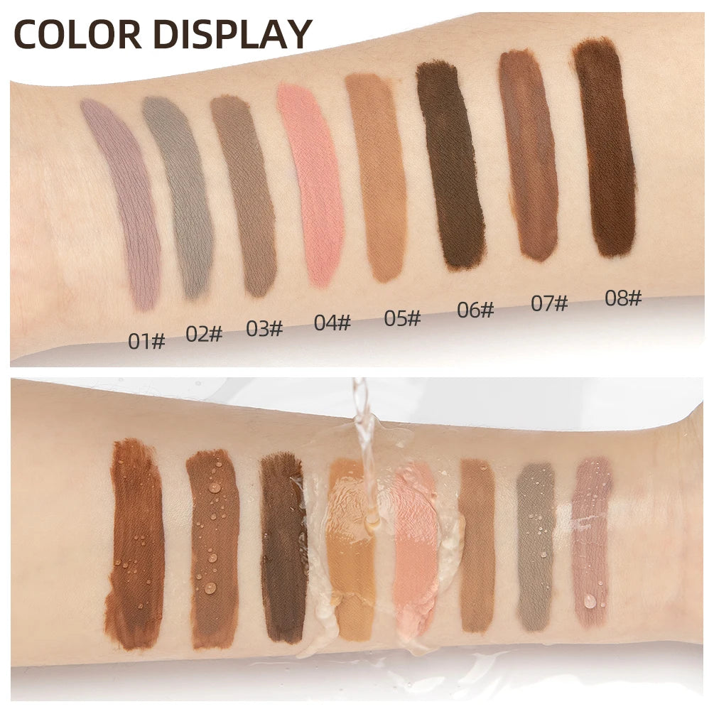 QIBEST 8 Colors Matte Liquid Eyeshadow Set Waterproof Long Lasting Eye Shadow Nude Brown Eye Pigment Makeup For Women Contouring