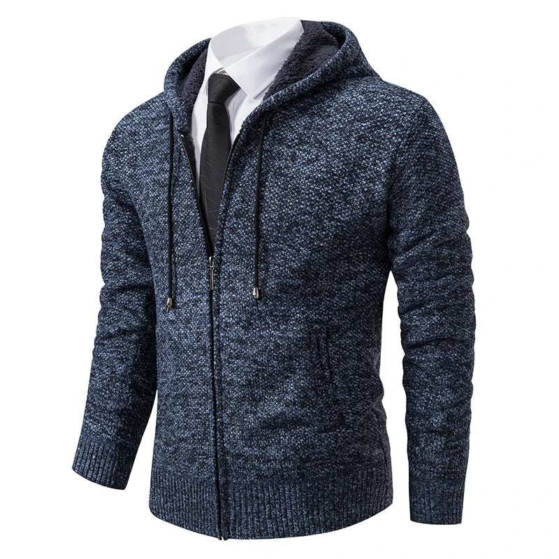 Men's Fleece Zip Cardigan Warm Stand Collar Jacket For Autumn Winter Solid Color Casual Sportswear For Men