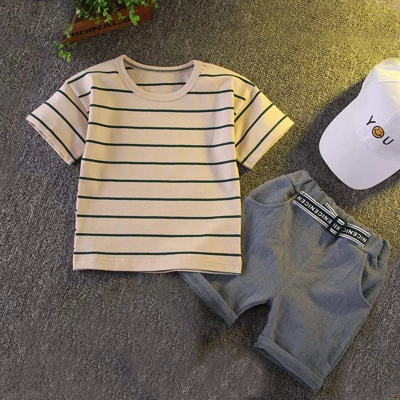 Unisex Kids Summer Cotton Two Piece Set T Shirt And Shorts Breathable Comfort Outfit