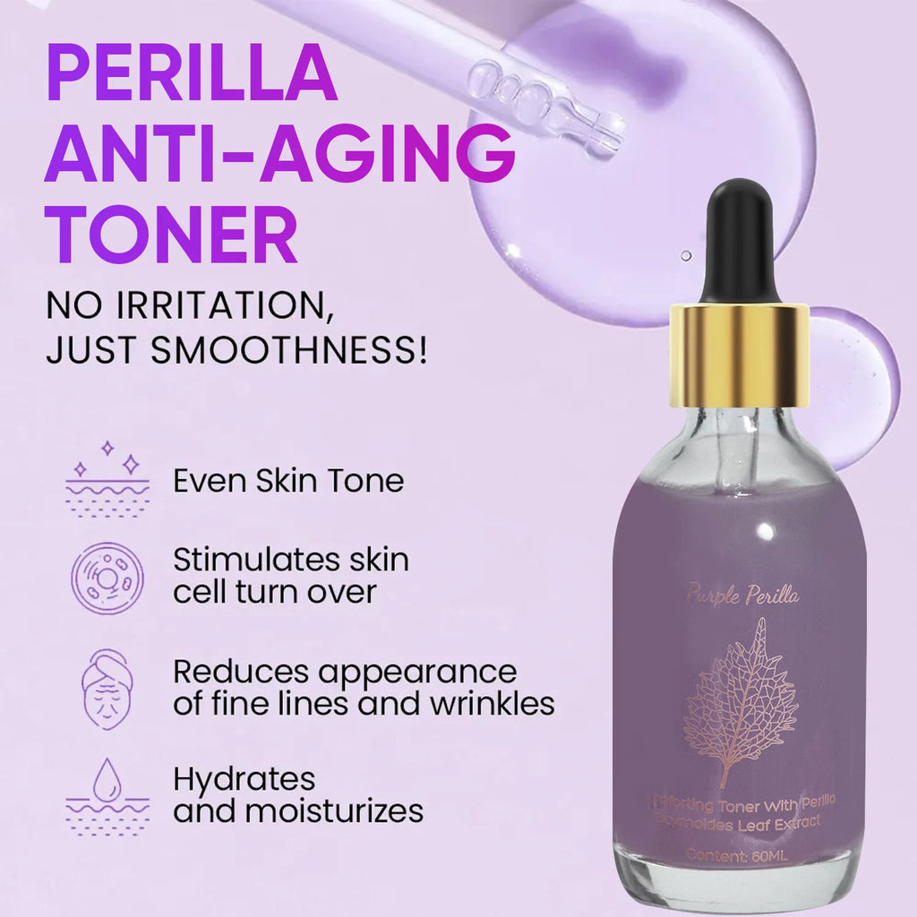 Amococo 2pcs Purple Perilla Calming Toner 60ml Each Soothing Essence for Sensitive Skin Helps Reduce Fine Lines Even Skin Tone K-Beauty