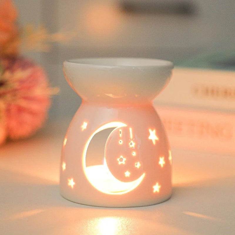 White Ceramic Hollow Incense Burner & Aromatherapy Diffuser