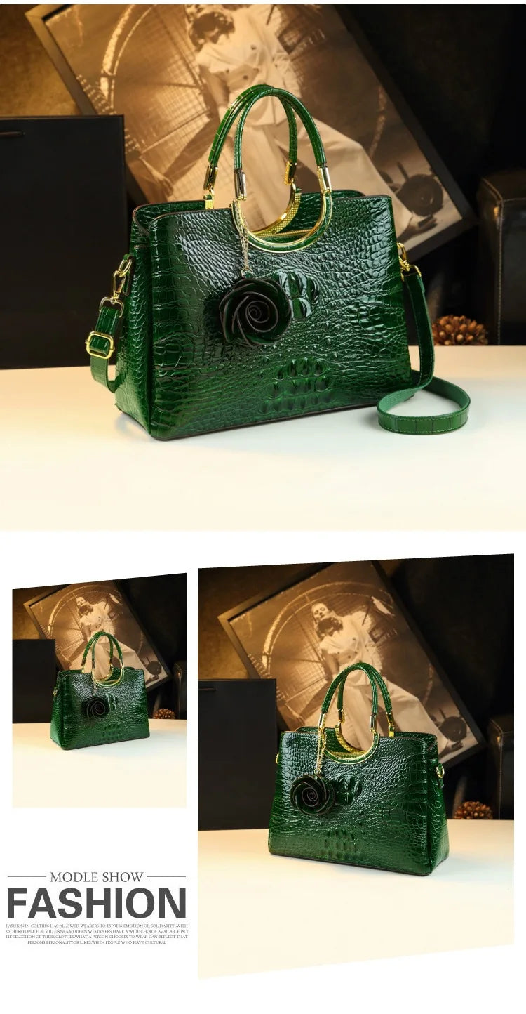 Elegant Leather Crocodile Pattern Wedding Handbag for Women Suitable for Bridal Events And Cheongsam Outfits European Vintage...