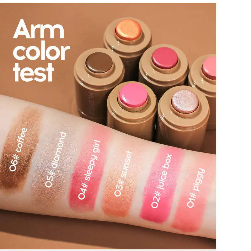 Mlsmile Pocket Stick 6 Colors Natural Highlight Brightening Portable Lip And Cheek Dual-Use Blush Cream 2025 New