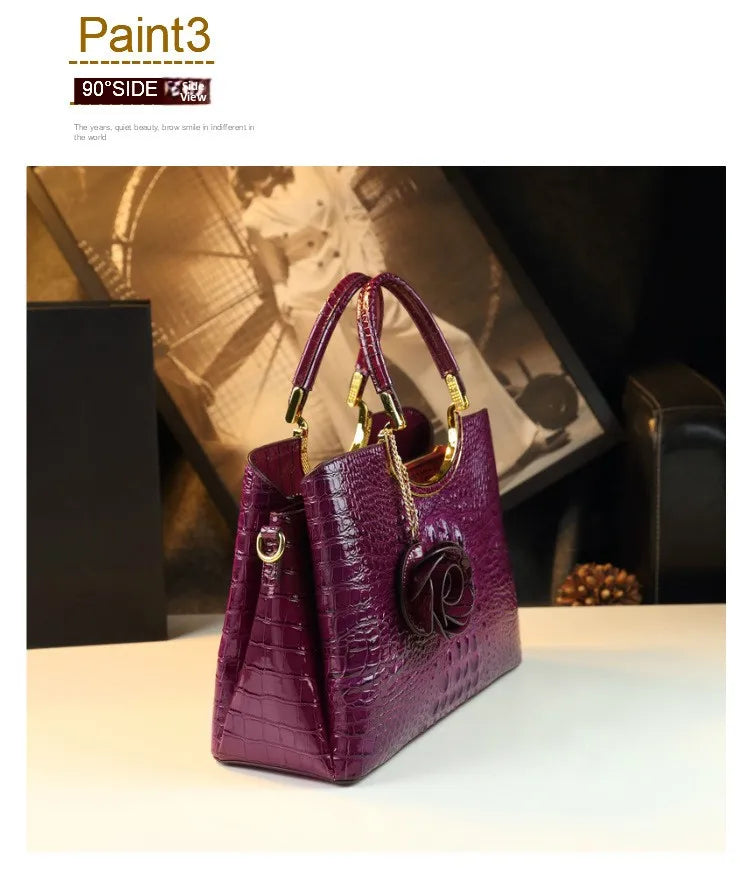 Elegant Leather Crocodile Pattern Wedding Handbag for Women Suitable for Bridal Events And Cheongsam Outfits European Vintage...