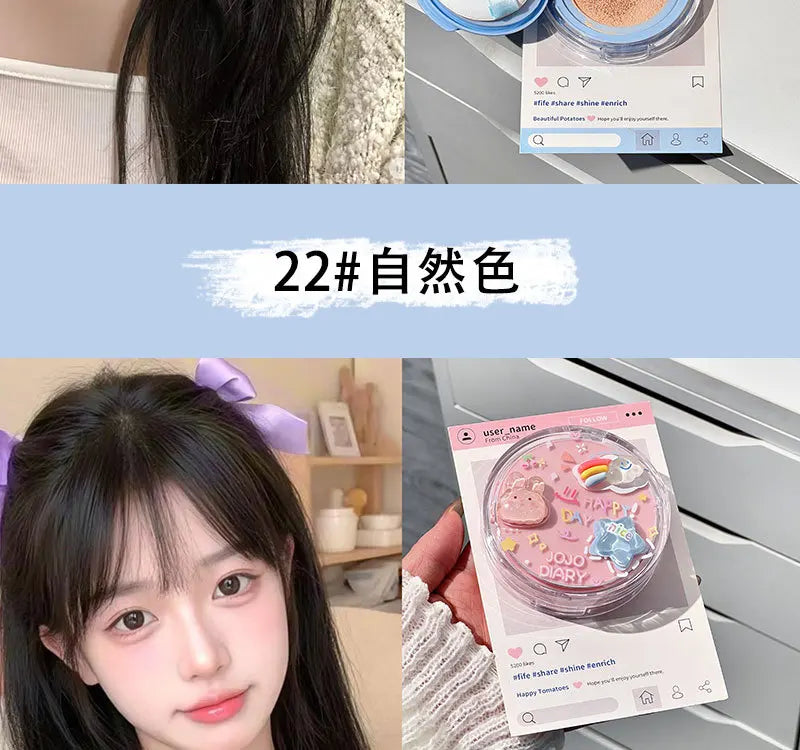 Korean Hydrating Air Cushion BB Cream Concealer Moisturizing Lasting Moisturizing No Stuck Waterproof and Sweat-proof Foundation