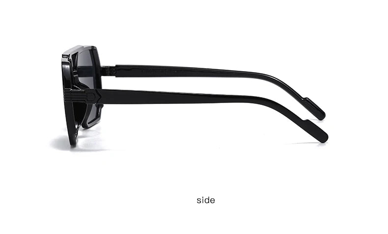 Car Sun Glasses 3pcs Retro Large Frame Square Sunglasses Classic Double Beam Metal Frame Glasses Fashion Men'S Gradient Eyewear