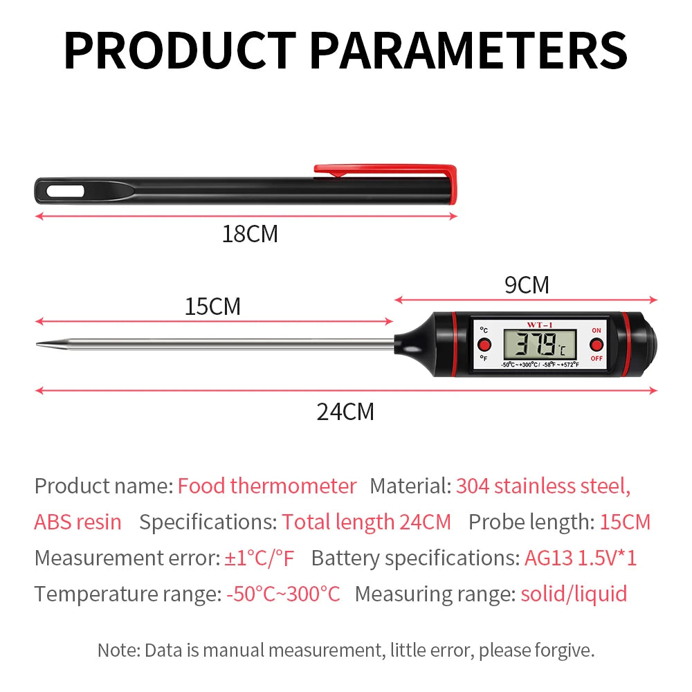 Termómetro digital de alimentos, nuevo medidor electrónico de temperatura para carne, cocina, alimentos, barbacoa, herramientas con sonda de acero inoxidable 304