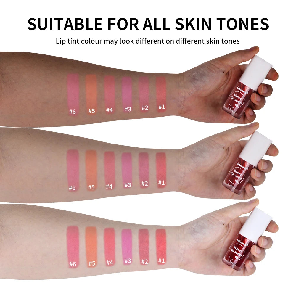 6Colors Water Lip Stain Moisturizing Lip Glaze Long Lasting Lip Ink Face Lip Dual Purpose Waterproof Liquid Cosmetic Makeup
