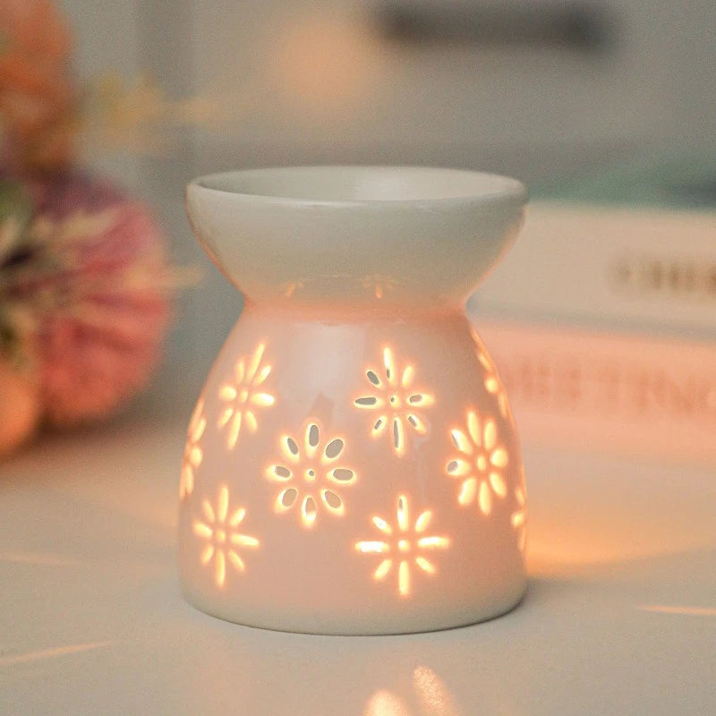 White Ceramic Hollow Incense Burner & Aromatherapy Diffuser