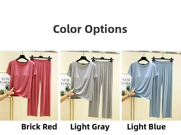 Women's Modal Two-Piece Pajama Set - Loose Lightweight Loungewear