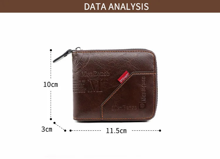 New Men Zipper Wallets Short Card Holder Vintage Male Wallet High Quality PU Leather Classic Coin Pocket Wallet For Boys